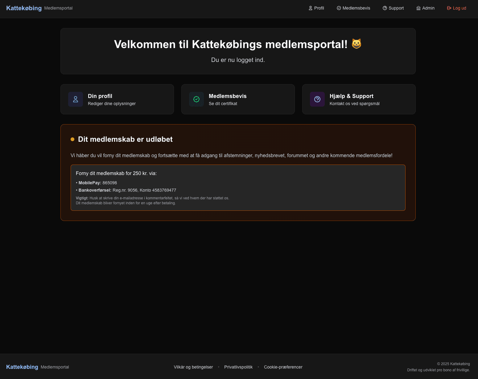 Kattekøbing Members Portal
