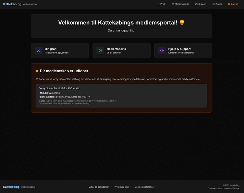 Kattekøbing Members Portal